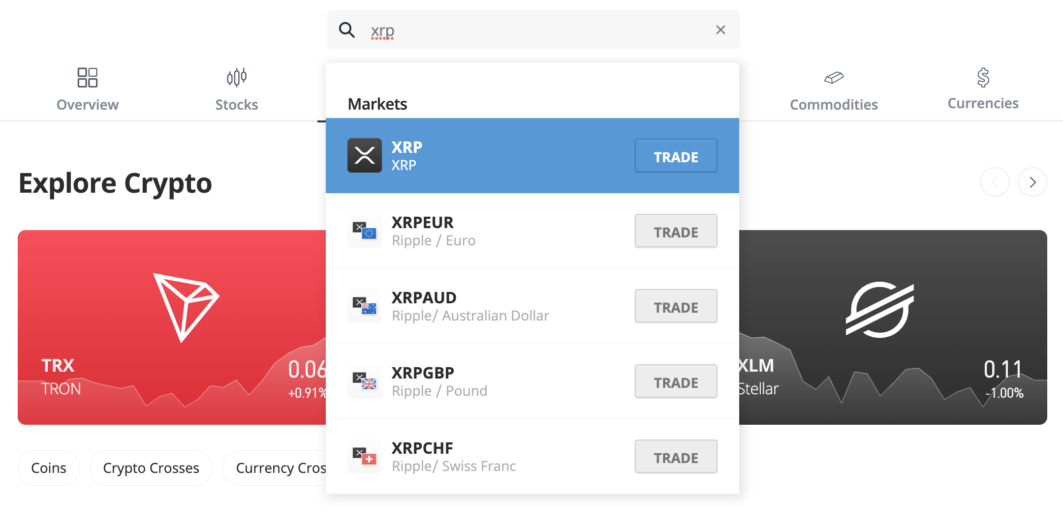 ค้นหา XRP บน etoro