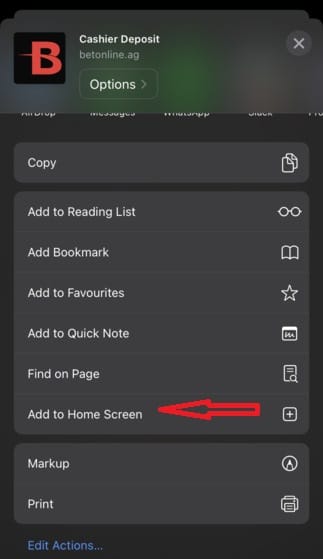 Safari menu options - แอพพนันกีฬา