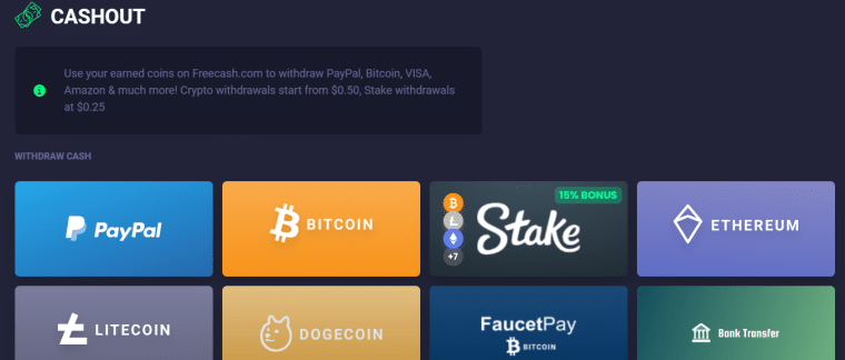freecash cashout