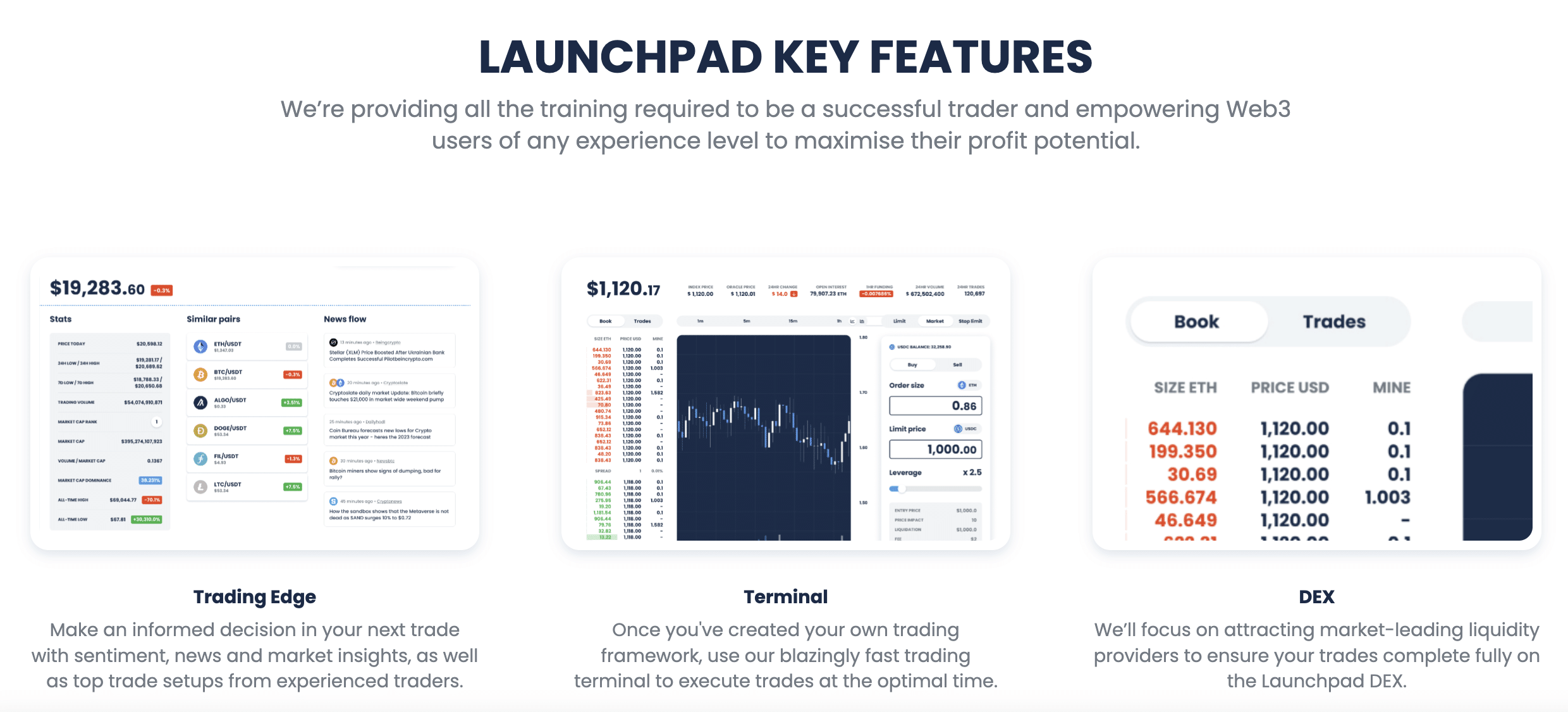 Launchpad.xyz ฟีเจอร์