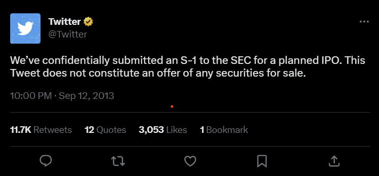 Twitter IPO tweet